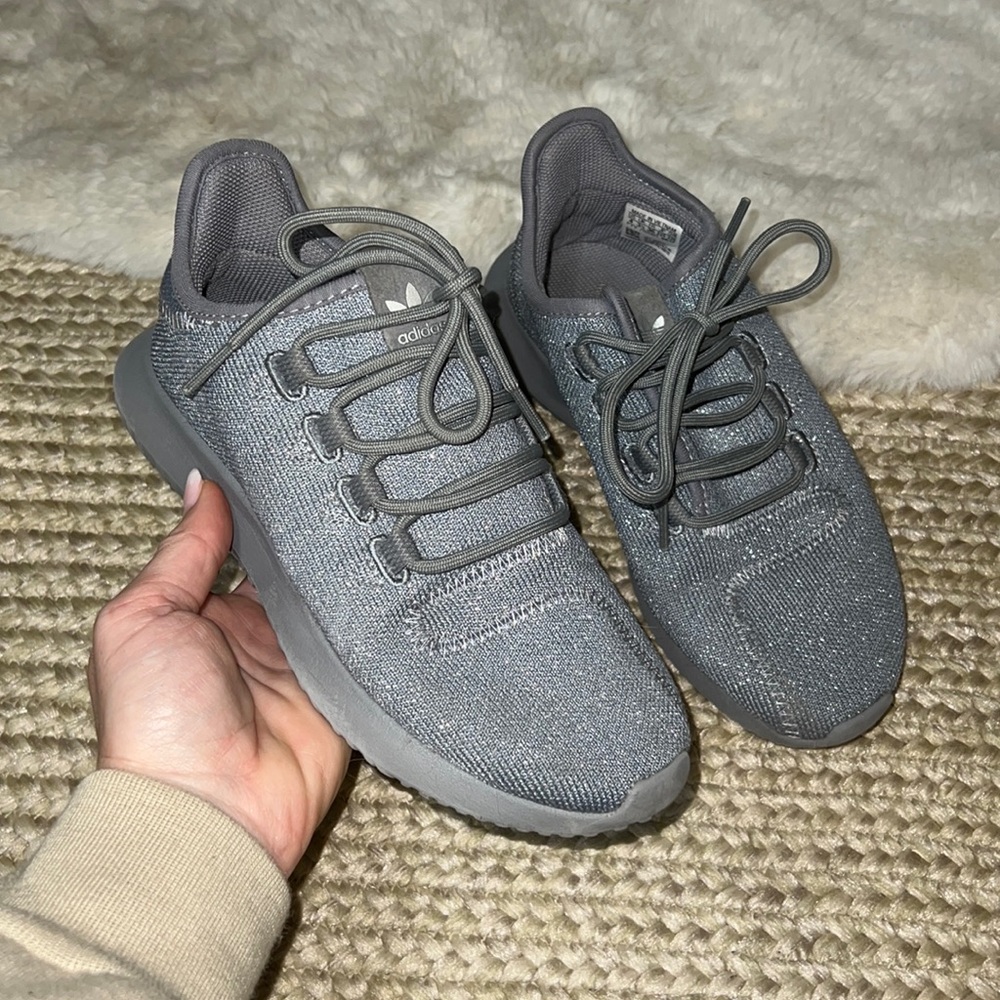 Adidas originals tubular gray glitter sneakers